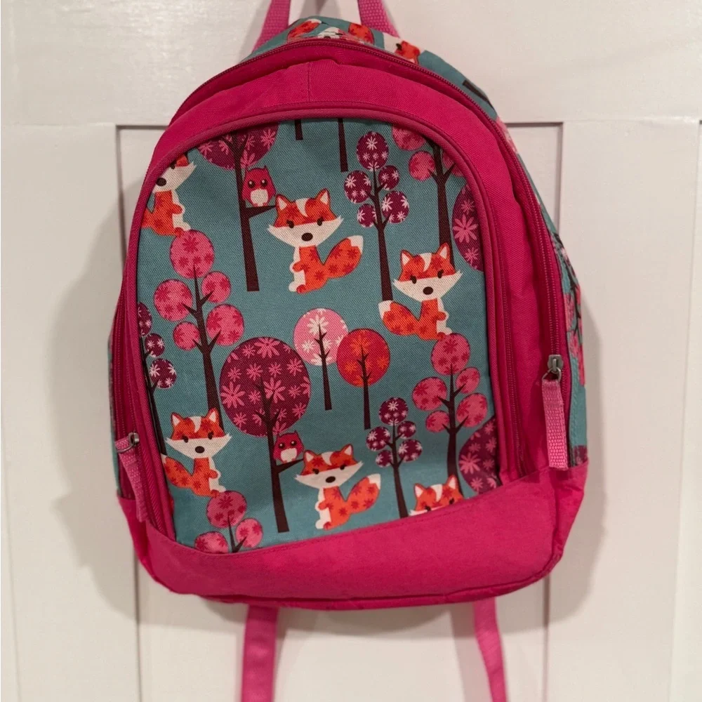 Pink Fox Print Kids Backpack